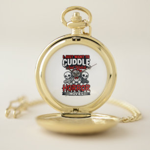 Cute Horror Movie Cuddle Vintage Graphic Shirt Des Pocket Watch