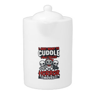 Cute Horror Movie Cuddle Vintage Graphic Shirt Des Teapot