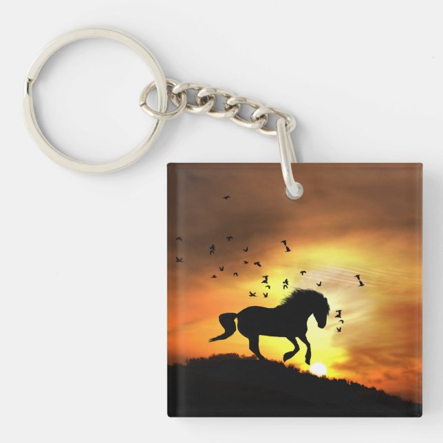 Cute Horse and Birds Keychain (Front)