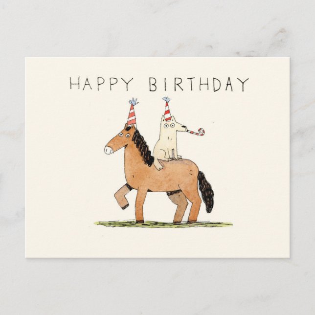 cute horse and dog birthday card (Front)