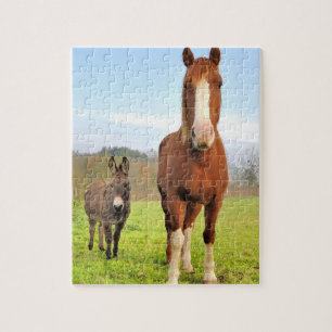 Cute Horse and Donkey Friends Farm Animals Jigsaw Puzzle