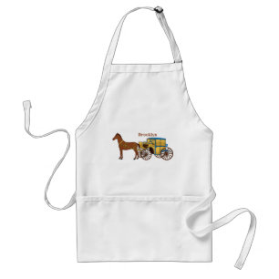 Cute horse and royal carriage illustration adult apron