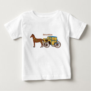 Cute horse and royal carriage illustration baby T-Shirt