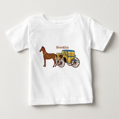 Cute horse and royal carriage illustration baby T_Shirt