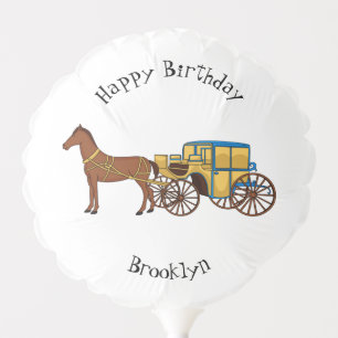 Cute horse and royal carriage illustration balloon