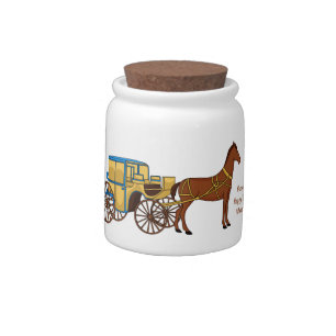 Cute horse and royal carriage illustration candy jar