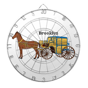 Cute horse and royal carriage illustration dart board