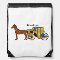 Cute horse and royal carriage illustration