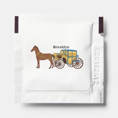 Cute horse and royal carriage illustration hand sanitizer packet