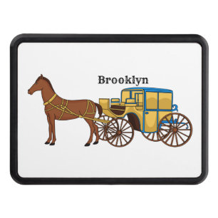 Cute horse and royal carriage illustration hitch cover