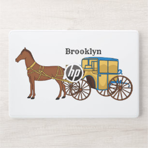 Cute horse and royal carriage illustration HP laptop skin