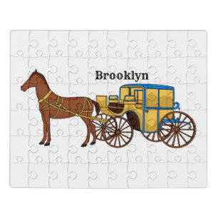 Cute horse and royal carriage illustration jigsaw puzzle