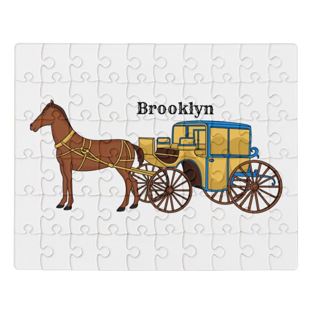 Cute horse and royal carriage illustration jigsaw puzzle (Puzzle Horizontal)