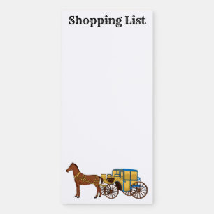 Cute horse and royal carriage illustration magnetic notepad