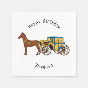 Cute horse and royal carriage illustration napkins