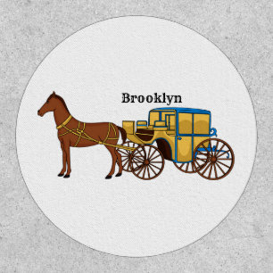 Cute horse and royal carriage illustration patch