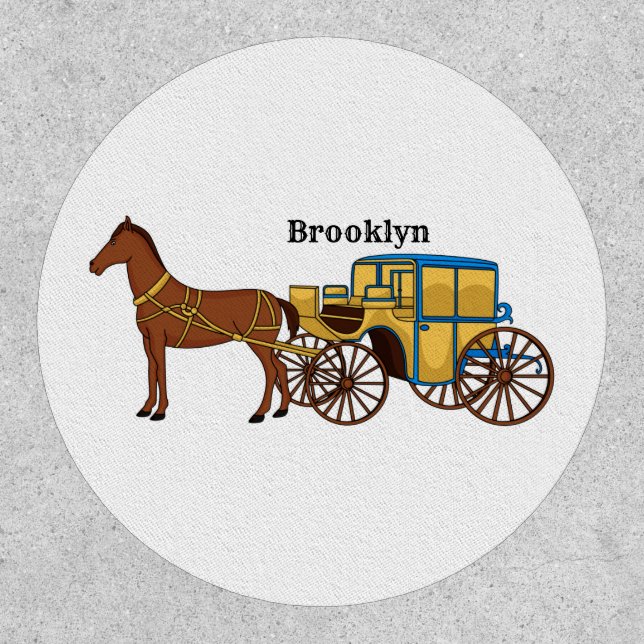 Cute horse and royal carriage illustration patch (Front)