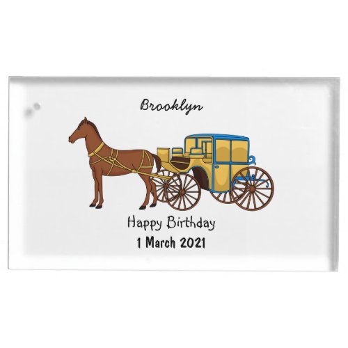 Cute horse and royal carriage illustration place card holder