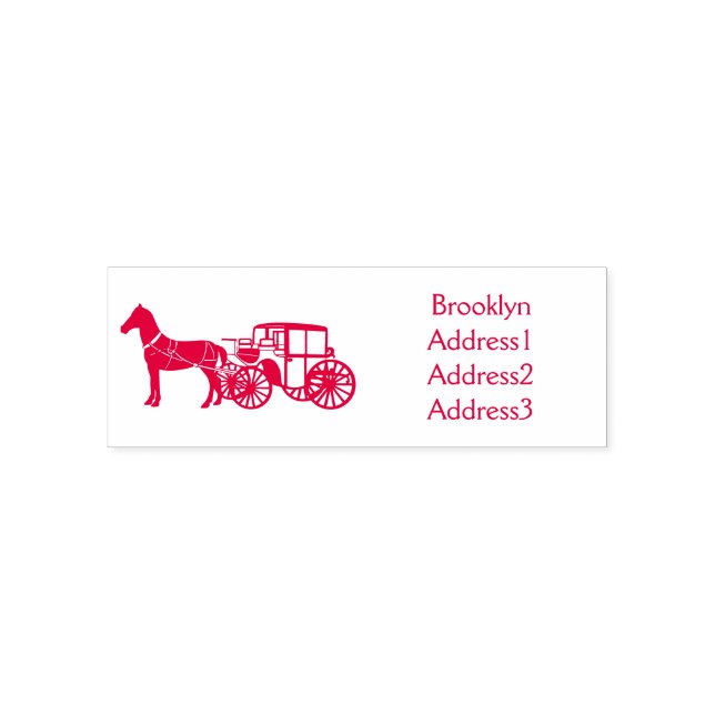 Cute horse and royal carriage illustration self-inking stamp (Design)
