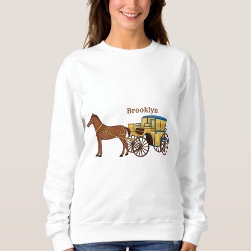 Cute horse and royal carriage illustration sweatshirt