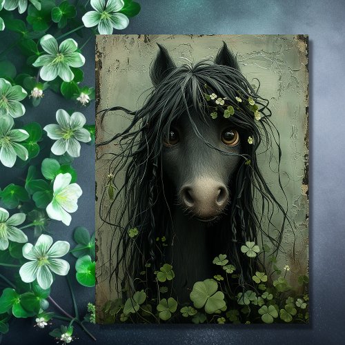 Cute Horse and Shamrocks St Patricks Day Card