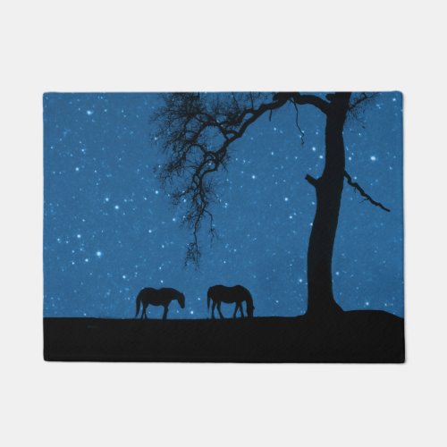 Cute Horse and Starry Night Mat