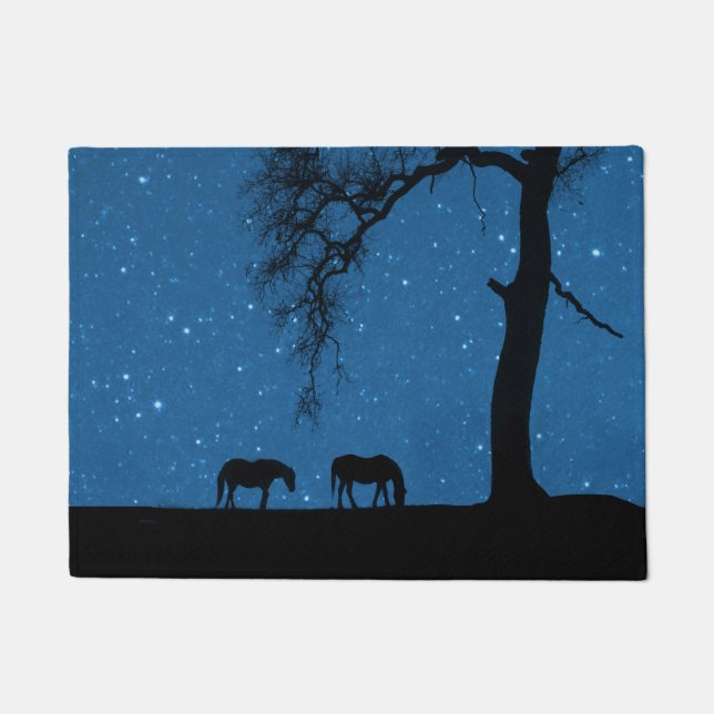 Cute Horse and Starry Night Mat (Front)