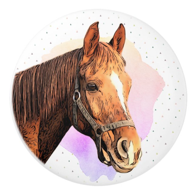 Cute Horse Animal Child's Room Ceramic Knob (Front)