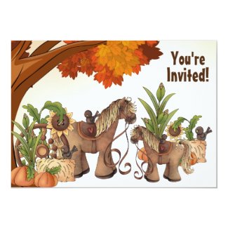 Cute Horse Autumn Baby Shower Invitation