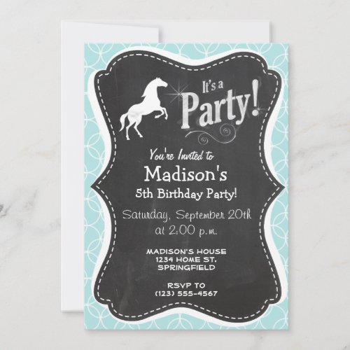 Cute Horse; Baby Blue Circles Custom Announcements