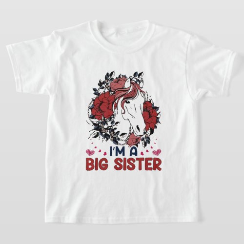 cute horse big Sister word art  T_Shirt