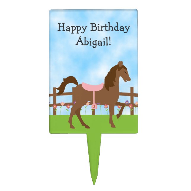 Cute Horse Birthday Cake Topper (Front)