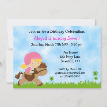 Cute Horse Birthday Invitation For Girls by TheCutieCollection at Zazzle