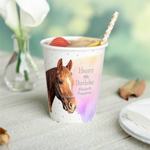 Cute Horse Birthday Party Animal Equestrian Kids Paper Cups