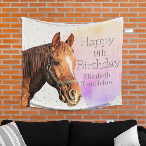 Cute Horse Birthday Party Animal Equestrian Kids  Tapestry