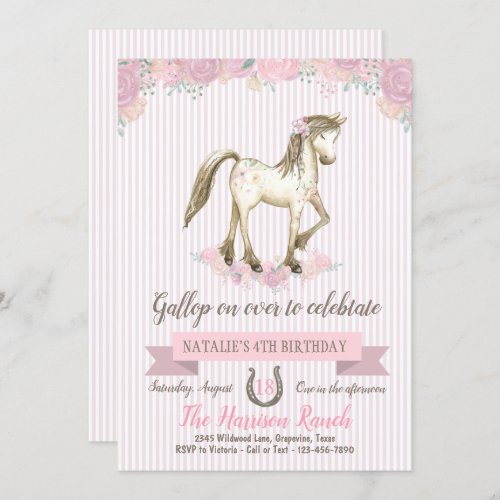 Cute Horse Birthday Party Invitation