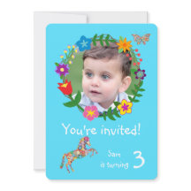 Cute Horse Butterfly Flowers Boys Birthday Party