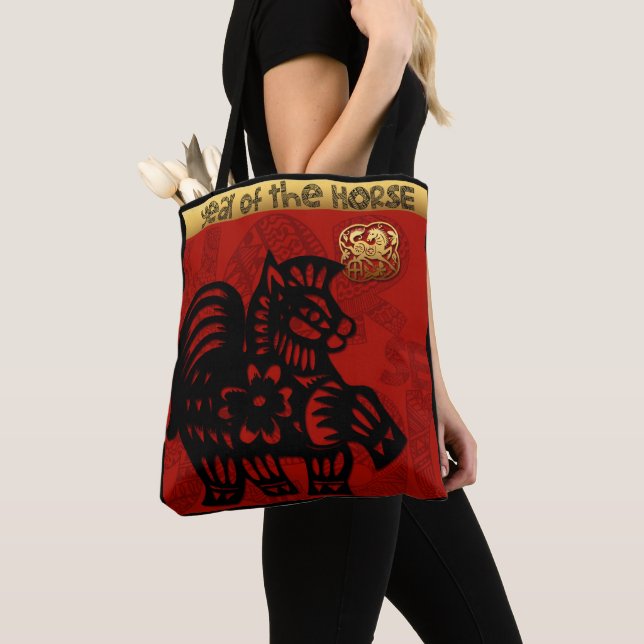 Cute Horse Chinese New Year Zodiac Birthday TB Tote Bag (Close Up)