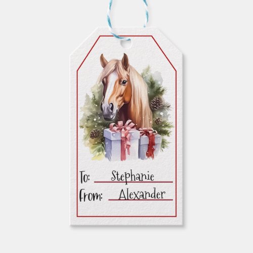 Cute Horse Christmas 2 Gift Tags