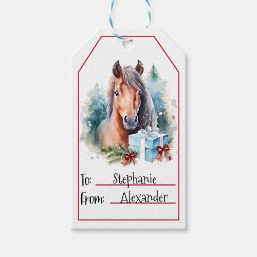 Cute Horse Christmas 3 Gift Tags