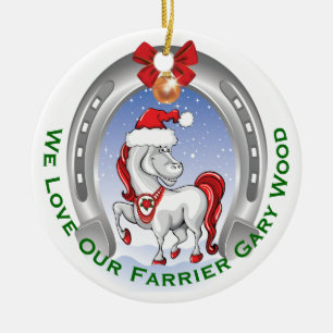 Cute Horse Christmas Gift for Farrier Ceramic Ornament