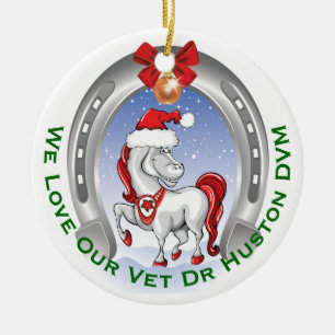 Cute Horse Christmas Gift for Veterinarian Ceramic Ornament