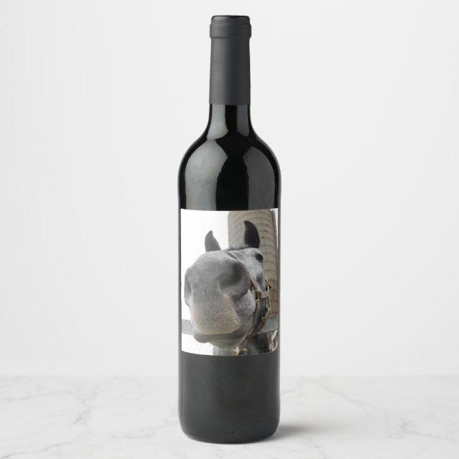 Cute Horse Close up Wine Label (Front)