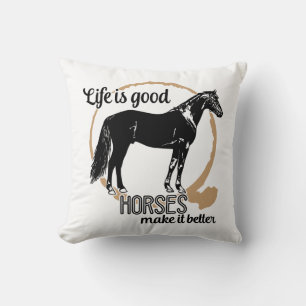 Cute Horse Country Western Cowgirl Farm Equestrian Throw Pillow