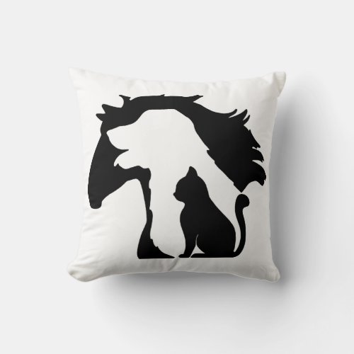 Cute Horse Dog Cat Lover Tee Women Mother_s Day T_ Throw Pillow