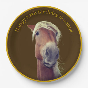 Cute Horse Face Personalized Birthday Party Paper Plates