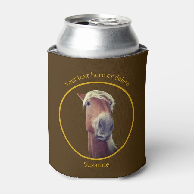 Cute Horse Face Personalized  Can Cooler (Can Front)