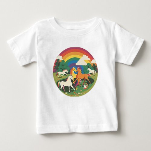 Cute Horse Family Baby T_Shirt