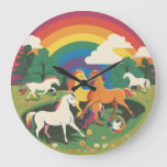Cute Horse Family Large Clock