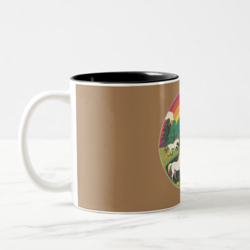 Cute Horse Family Two_Tone Coffee Mug